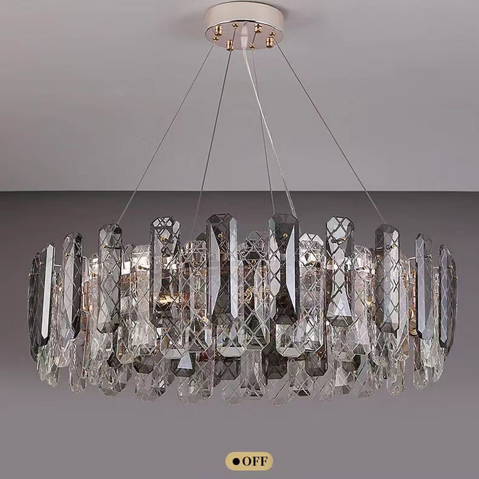 Lámpara colgante moderna de cristal gris ahumado, lámpara colgante reluciente para salón/comedor/dormitorio/oficina en casa