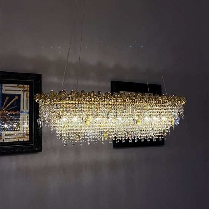 New Modern Luxury Rectangle Art Design Butterfly Crystal Chandelier for Kitchen Island/Dining Area