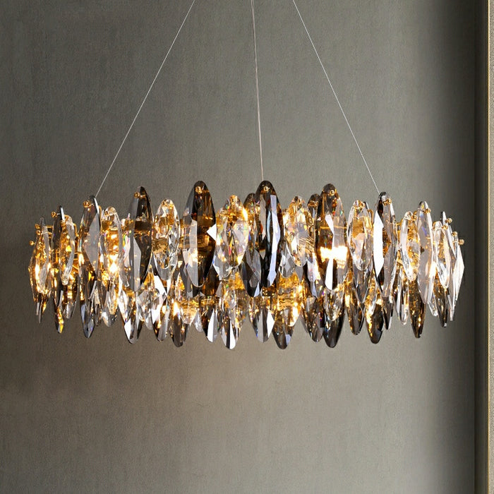 Lampadario di cristallo a foglia di design per soggiorno Lampada da soffitto moderna per la decorazione della sala da pranzo