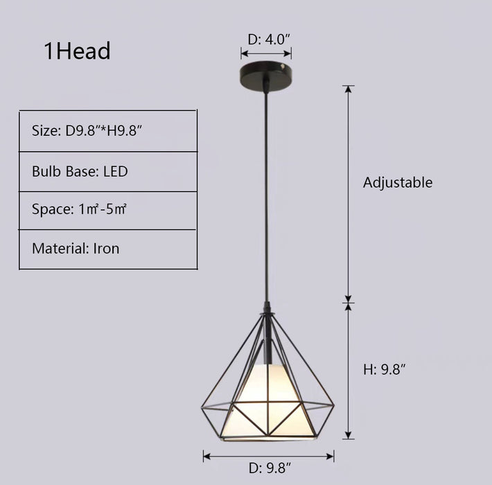 D9.8"*H9.8" chandelier,chandeliers,iron,diamond,industrial,cage,dining light,foyer,hallway,entryway,stairs,living room
