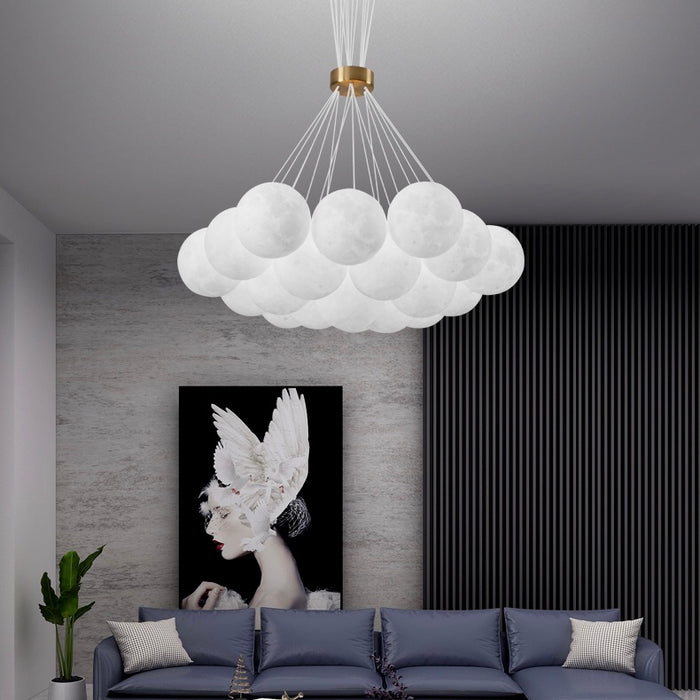 2021 New Trendy Bubble Moon Chandelier Bedroom Ceiling Light Modern Nordic Lamp