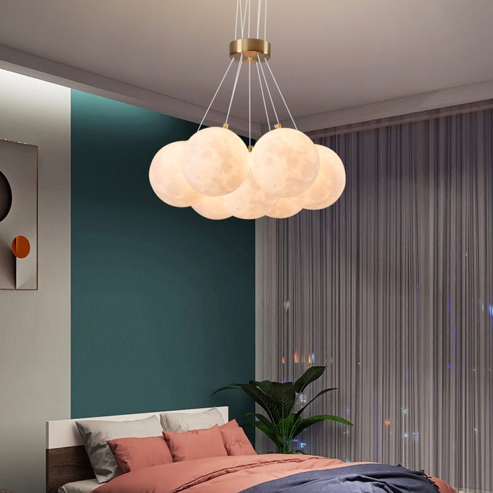 Lámpara de techo para dormitorio con diseño de luna de burbuja, lámpara nórdica moderna