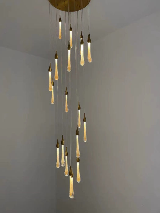 Extra Length Customization 48 Lights/ D39.4" Foyer Crystal Drops Pendant Chandelier Spiral Staircase High Ceiling Light Fixture In Gold Finish for 2 Story Foyer Lobby Hotel Customer Review