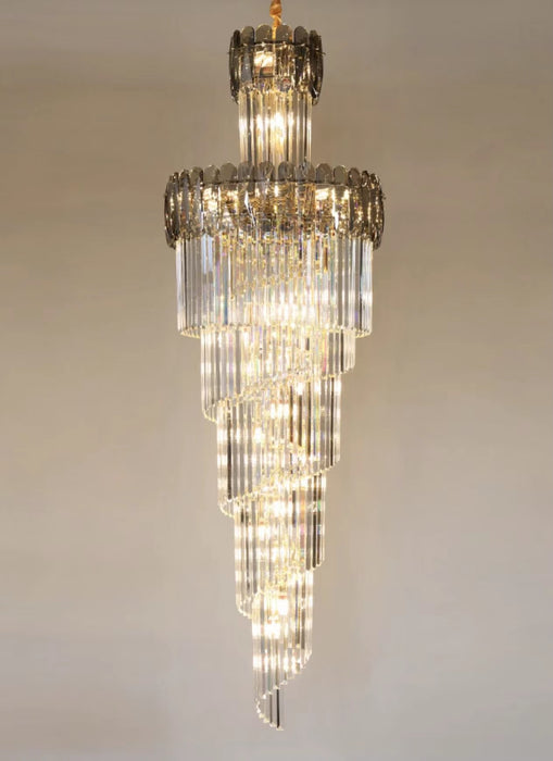 Luxury Extra Large Foyer Spiral Staircase Chandelier Long Crystal Ceiling Light Fixture For Living Room Hall Entrance