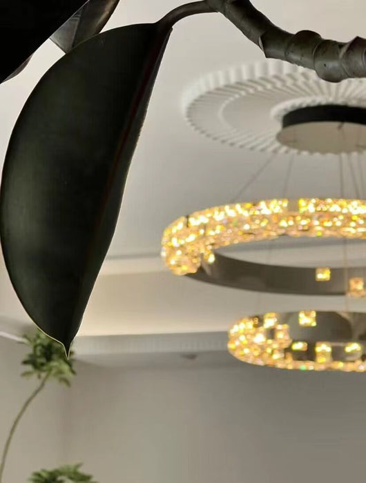 2023 Nuovo lampadario di cristallo da soffitto di lusso con luce ad anello a due strati per soggiorno/sala da pranzo