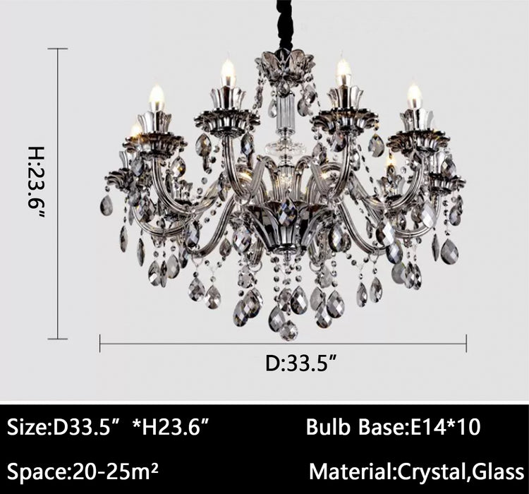 D33.5"*H23.6" chandeliers,modern chandeliers,crystal chandelier,dining room chandeliers,bedroom chandelier,bedroom,dinining room,modern,vintage crystal chandelier,branch,candles
