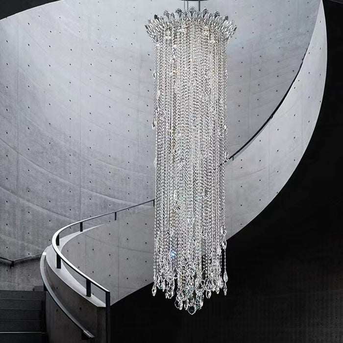Lampadario in cristallo con nappe di lusso extra large per tromba delle scale per scale/corridoio/loft al piano alto