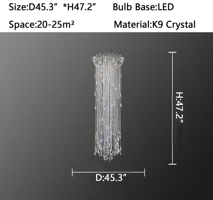 D45.3"*H47.2" chandelier,chandeliers,branch,staircase,pendants,foyer,spiral staircase,two-story foyer,tassel crystal, k9 crystal,crystal chandelier