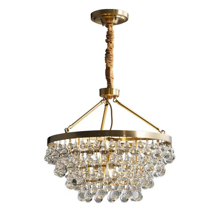 Lámpara de araña de cristal semiempotrada de lujo, luz grande y moderna, para comedor/sala de estar