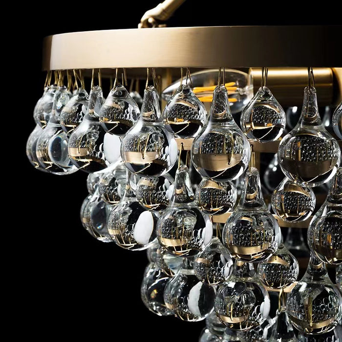 Large Modern Light Luxury Semi-Flushmount Glass Raindrop Chandelier for Dining Room / Living Room