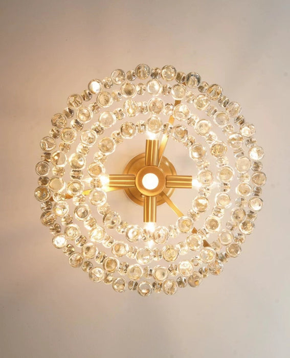 Lámpara de araña de cristal semiempotrada de lujo, luz grande y moderna, para comedor/sala de estar