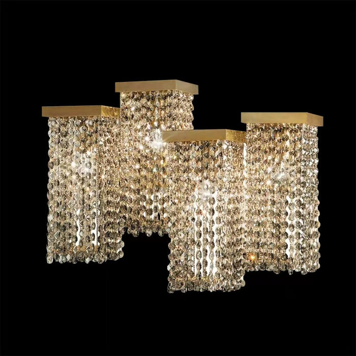 Lámpara colgante de cristal rectangular de lujo, ligera y posmoderna, para comedor/sala de estar/isla de cocina