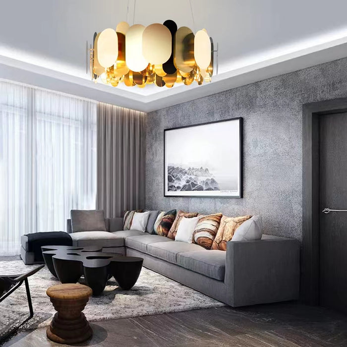 Lampadario rotondo in metallo moderno e minimalista, per soggiorno/camera da letto/sala da pranzo