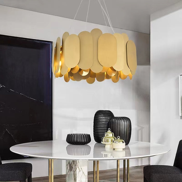 Lámpara de araña redonda de metal moderna y minimalista para sala de estar/dormitorio/comedor
