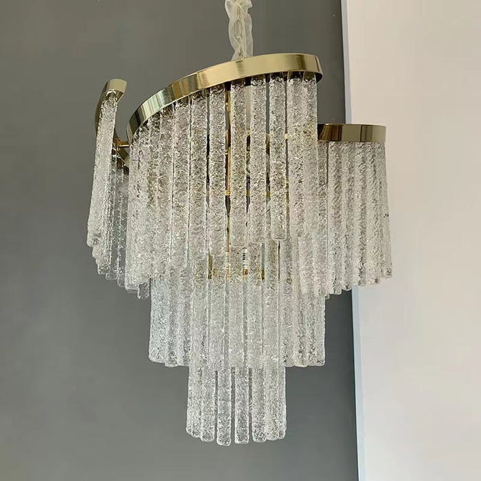 Designer Model Simple Light Luxury Creative Tiered Spiral Glass Chandelier for Living Room / Bedroom / Foyer