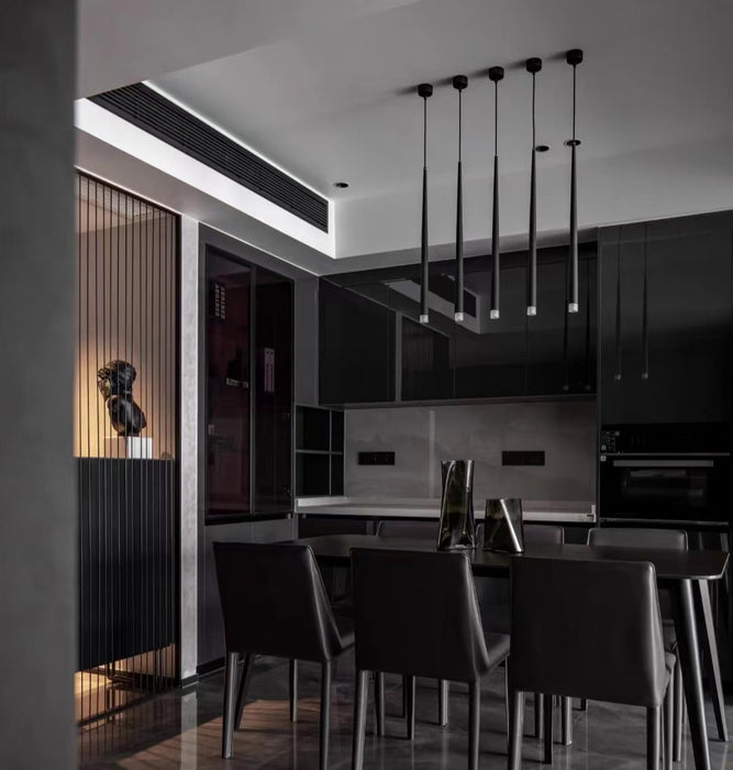 Lámpara de araña larga cónica moderna minimalista para comedor/sala de estar/techo dúplex/escalera de caracol