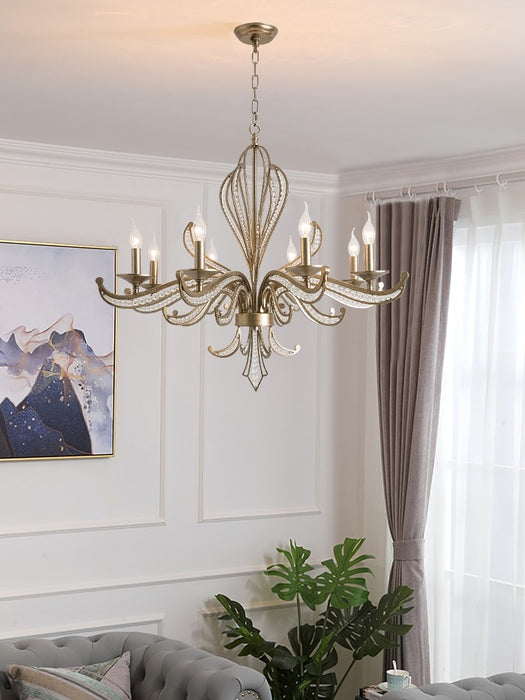Lampadario a candela in argento in stile vintage per soggiorno/sala da pranzo