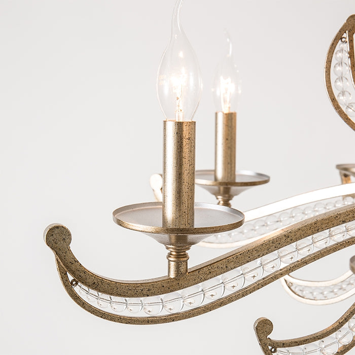 Vintage Style Silver Candle Chandelier for Living Room/Dining Room