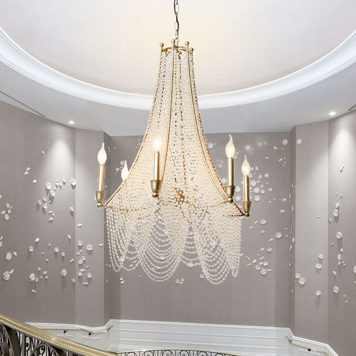 Lampadario a lume di candela con perline di cristallo europeo extra large per scale/duplex/villa