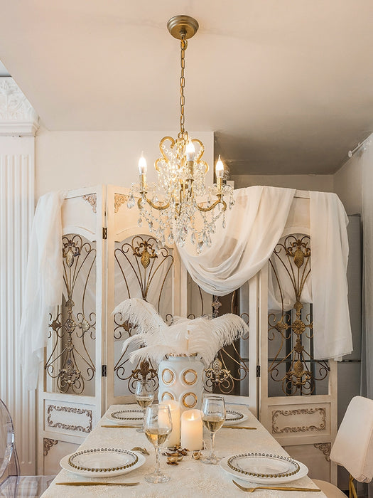 Candelabro de cristal romántico con colgante de vela Vintage nórdico para dormitorio/comedor/sala de estar
