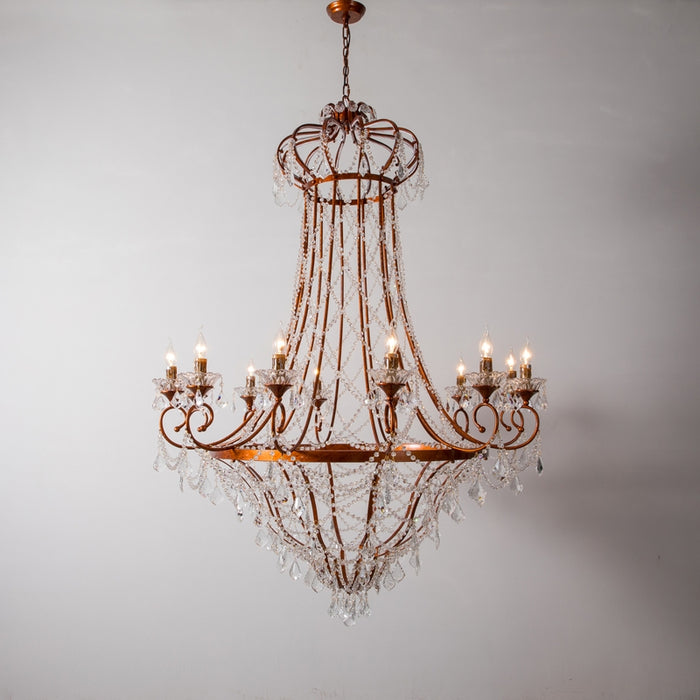 Lampadario di cristallo a candela vintage extra large della metà del secolo per soggiorno/sala duplex/villa