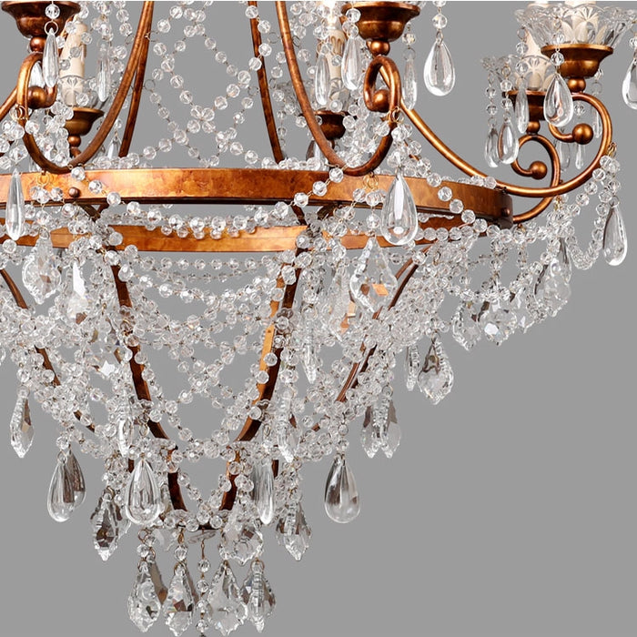 Extra Large Mid-Century Vintage Candle Crystal Chandelier for Living Room/ Duplex Hall/ Villa