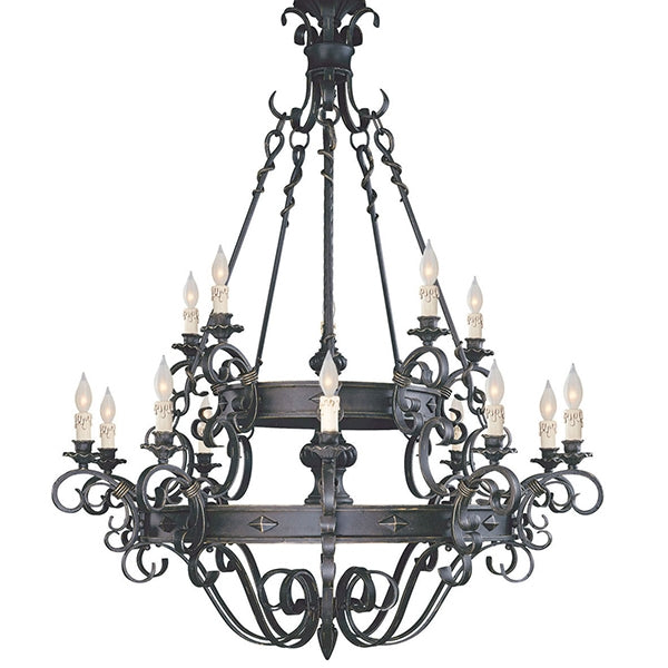 Candelabro de arte de vela simple de hierro vintage para sala de estar / villa / escaleras