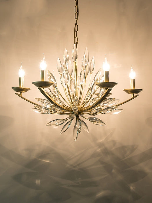 Nuevo Candelabro de cristal con forma de lirio de arte romántico para sala de estar/comedor