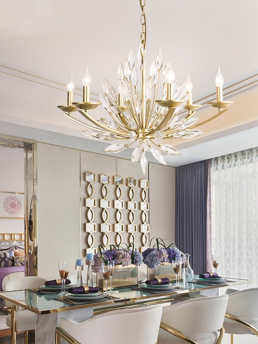 Nuovo lampadario di cristallo a forma di giglio di arte romantica per soggiorno/sala da pranzo