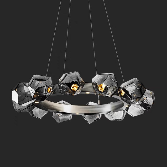 Lámpara de araña de arte circular de vidrio minimalista nórdico para sala de estar/comedor/dormitorio