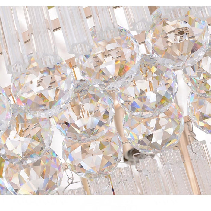 Lampadario di cristallo extra large a tre strati rettangolare di lusso con montaggio a incasso per soggiorno