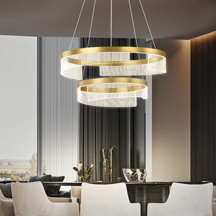 Recomendación del diseñador Lámpara de araña de cristal redonda con anillo simple y moderno para sala de estar/dormitorio/comedor