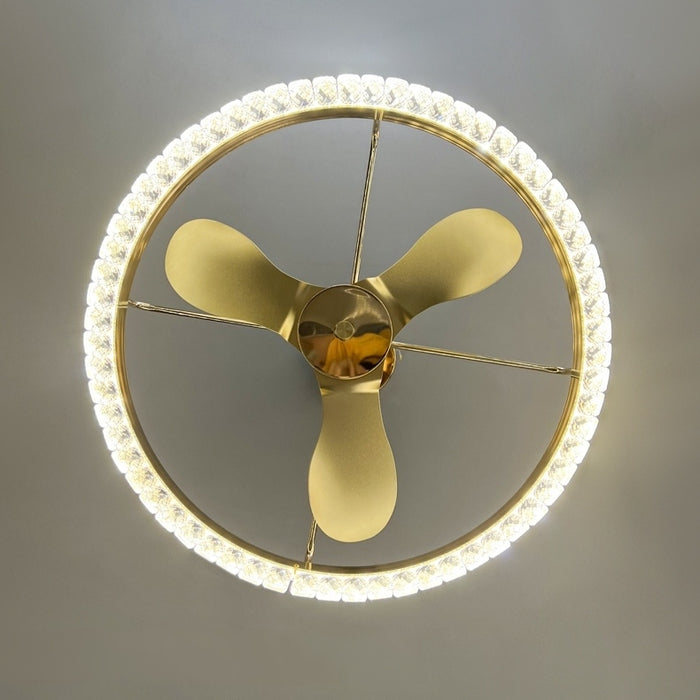 Nuevo Lámpara de araña de cristal claro con ventilador de lujo para comedor/sala