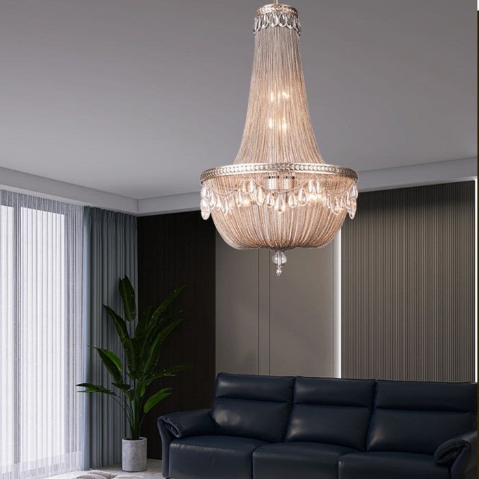 Lampadario di cristallo di lusso di grandi dimensioni in metallo moderno per sala/scala/villa/foyer duplex