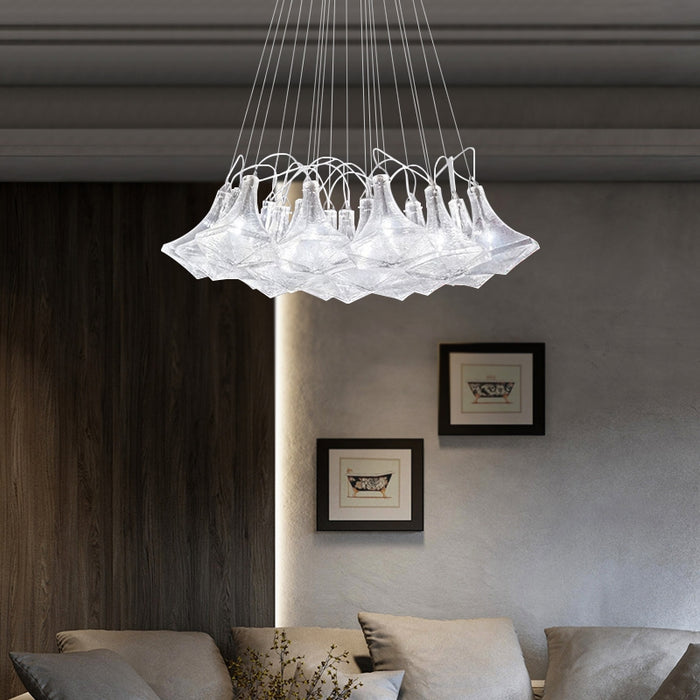 Nuovo lampadario artistico in vetro moderno e minimalista oversize per soggiorno/scale/atrio