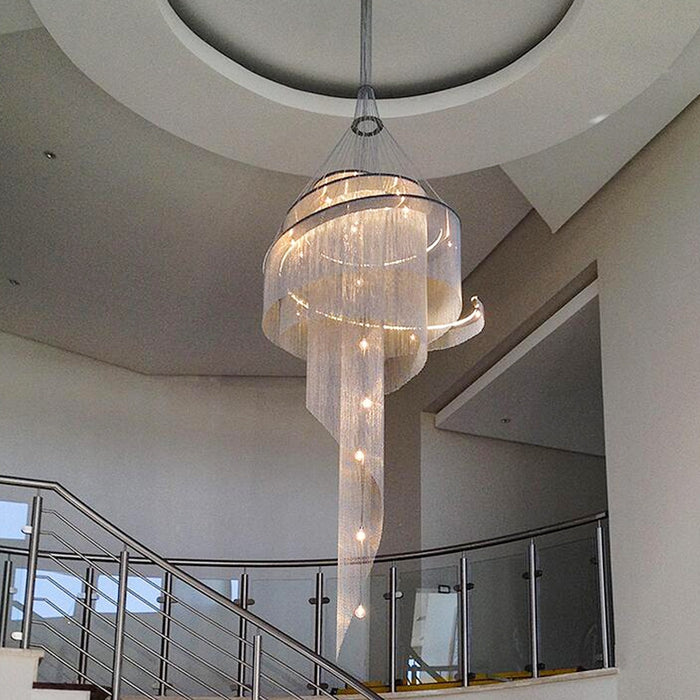 Extra Large Multi-layered Post-Modern Luxury Metal Chains Chandelier for High-ceiling Room