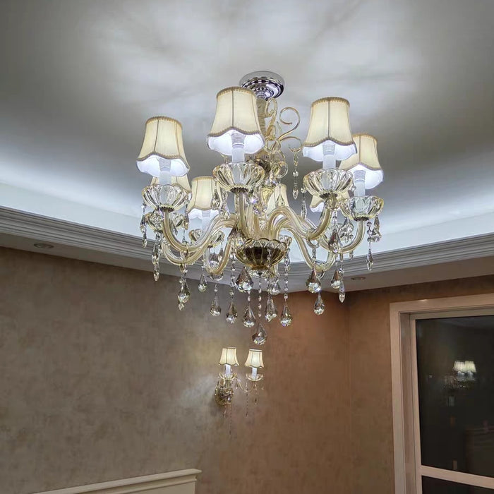 Lámpara colgante de cristal de varios niveles de lujo extra grande para habitaciones con techos altos