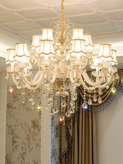 Extra Large Luxury Multi-Tiered Crystal Pendant Chandelier for High-Ceiling Rooms