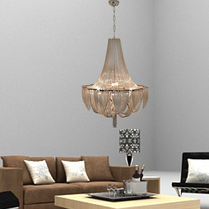 Designer Models Oversized Aluminium Long Tassel Pendant Chendelier for Large Living Room/Staircase/Villa
