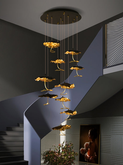 Nordic Art Lotus Leaves Shape Pendant Chandelier for Dining Room/Stairs/Foyer