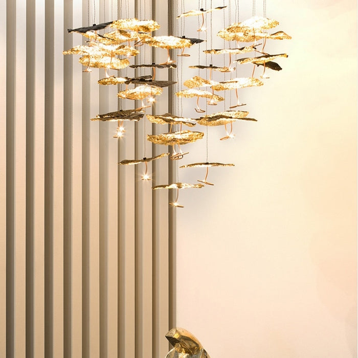Nordic Art Lotus Leaves Shape Pendant Chandelier for Dining Room/Stairs/Foyer