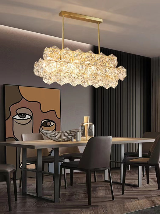 Lámpara colgante de cristal rectangular moderna recomendada por el diseñador para mesa de comedor/Isla de cocina/Bar
