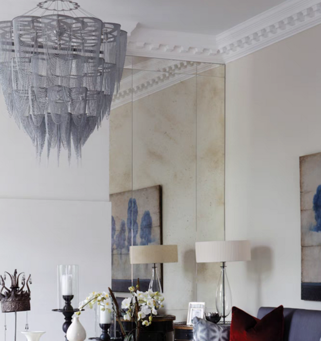 Oversized Post-Modern Aluminium Chain Tassel Pendant Chandelier for Large Living Room/Staircase/Villa