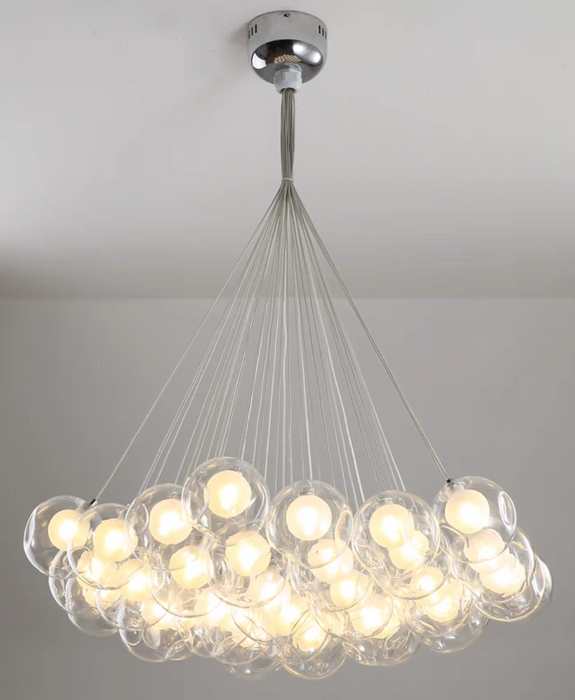 Lámpara de araña moderna de gran tamaño con bola de cristal y luz de burbujas para salón/comedor/tienda de ropa