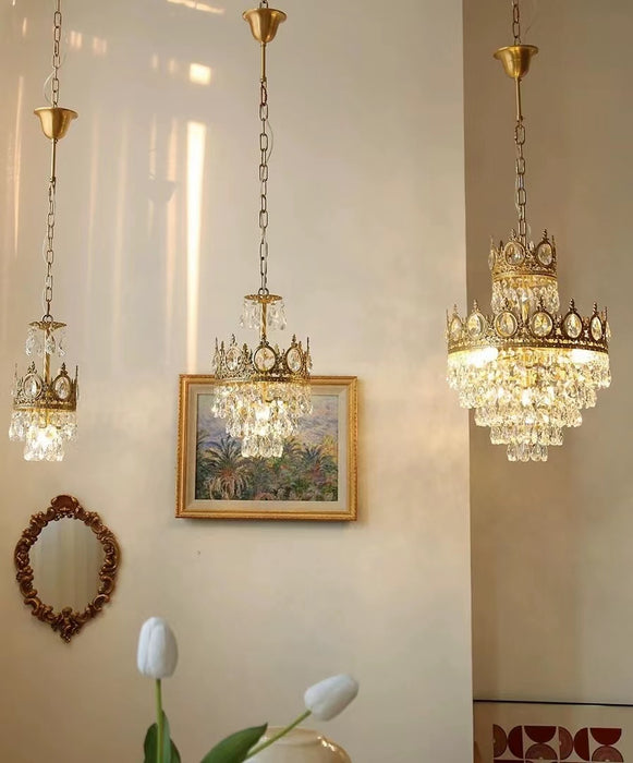Designer Model Light Luxury Crown Crystal Pendant Chandelier for Bedside/Foyer/Dining Room