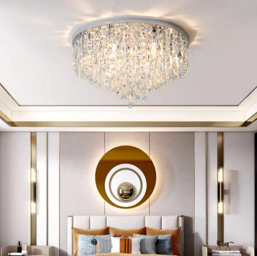 chandelier,chandeliers,crystal,stainless steel,round table,big table,flush mount,ceiling,bedroom,luxury,light luxury,round,pendant