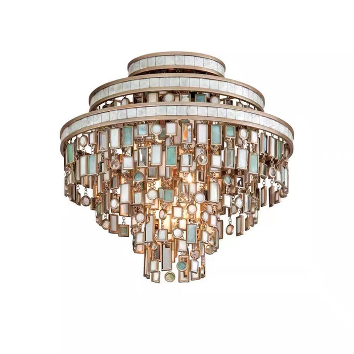 Lámpara de araña de cristal a cuadros colorida vintage de varios niveles de estilo diseñador para pasillo/sala de estar/vestíbulo