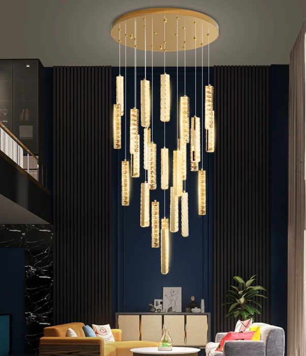 Decorazione moderna extra large per plafoniera in cristallo a spirale per scale/soffitto alto soggiorno/lobby/corridoio dell'hotel