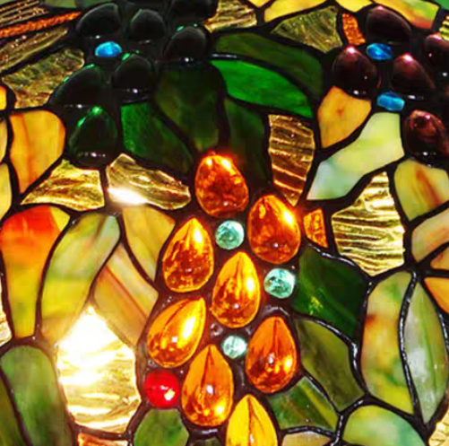 Lampadario a sospensione con uva in vetro multicolore in stile vintage Tiffany per caffetteria/bar/ingresso