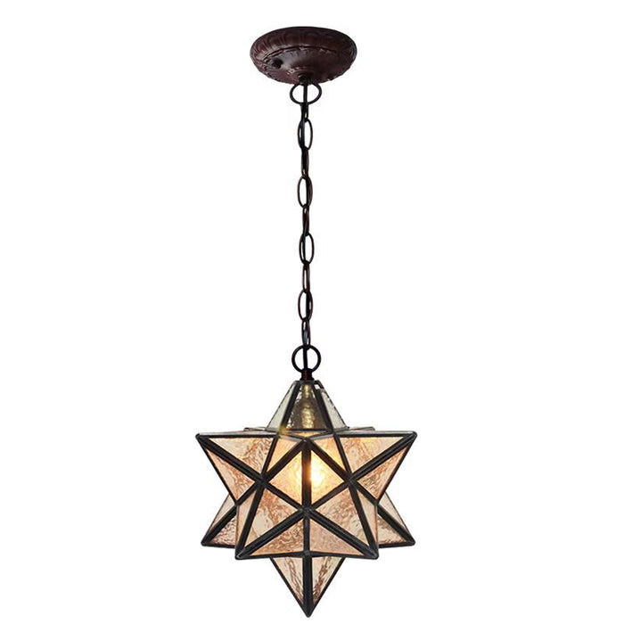 Lampadario Tiffany a prezzi accessibili con pendente a forma di pentagramma in vetro trasparente per ingresso/corridoio/comodino